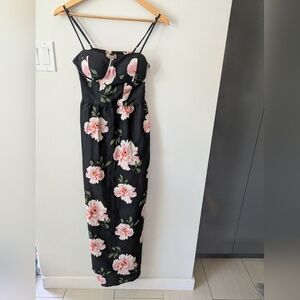 Band of Gypsies Black and Pink Floral Maxi Sundress